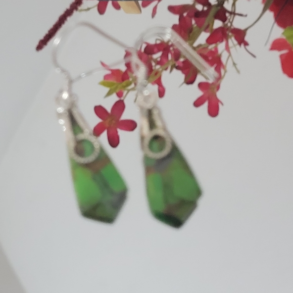 NWT Natural Golden Turquoise 925 Solid Sterling Silver Earrings HANDMADE - Picture 5 of 7